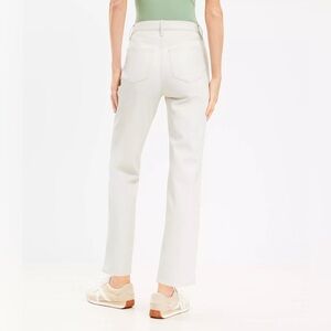 LOFT Faux Leather Straight Ankle Pants - Satin white